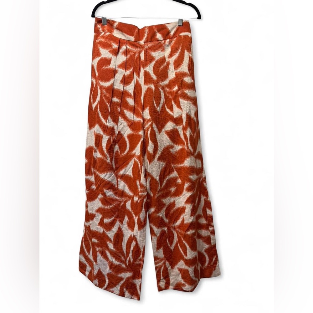 BANANA REPUBLIC — Pleated Wide-Leg Printed Rust & Ivory Pants — Size 6